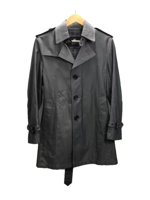 BURBERRY BLACK LABEL Trench Coat Gray Nova check Cotton Men Size S Used