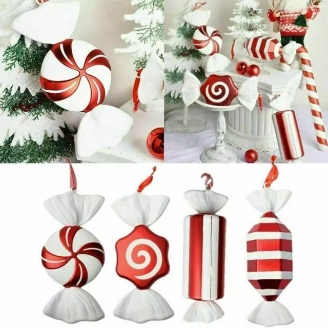 4x Christmas Red White Giant Candy Cane Xmas Tree Hanging Ornaments Party Decor