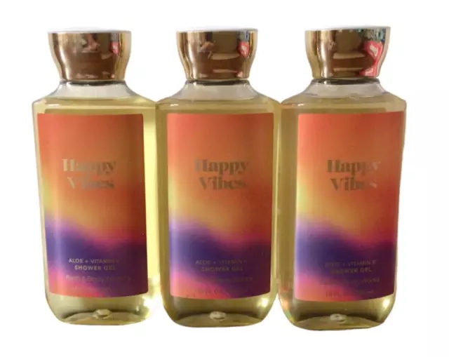 3 X Bath & Body Works HAPPY VIBES gel de ducha lavado corporal 10 oz. Nuevo