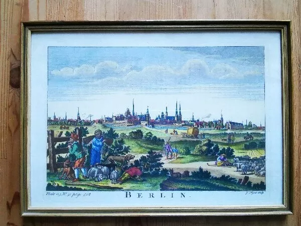 Berlin Original Kupferstich um 1750 Mynde Gesamtansicht Bild Ansicht Stadtansich