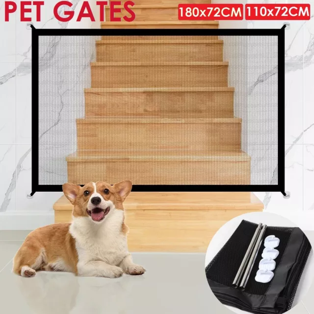 Large Dog Pet Mesh Magic Gate Pets Barrier Baby Kid Safety Fence Indoor Guard AU