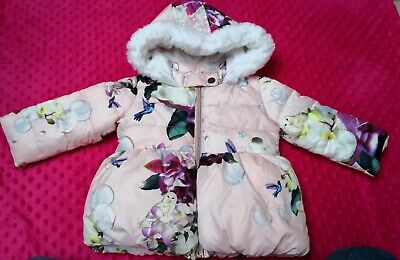 Ted Baker Baby Girl Floral Print winter coat size 12-18 months