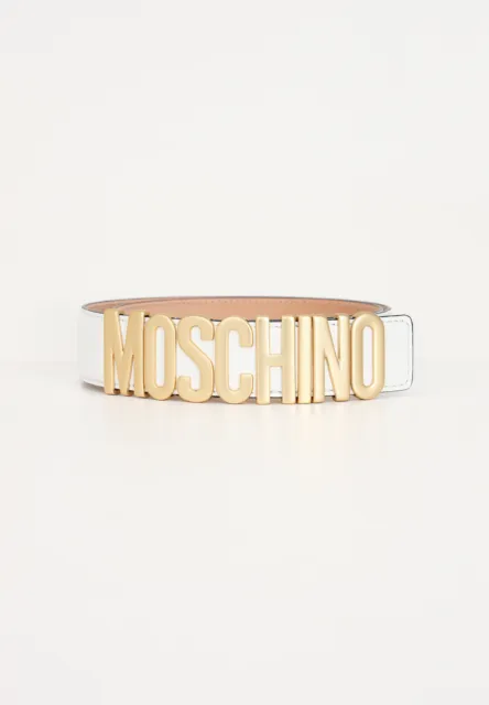 MOSCHINO Cinture Unisex Bianco  Cintura da donna bianca con lettering logo Prima