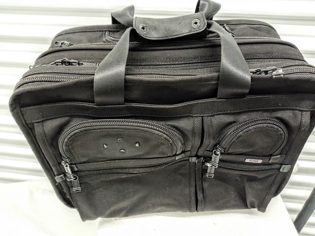 TUMI 'Alpha' Black Nylon Expandable Wheeled Briefcase - 26104DH 3
