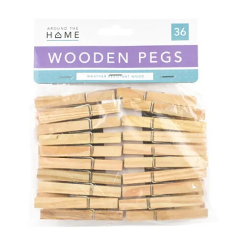 Wooden Pegs for Washing Line Strong & Durable Laundry Pegs | 36 Pcs Weather