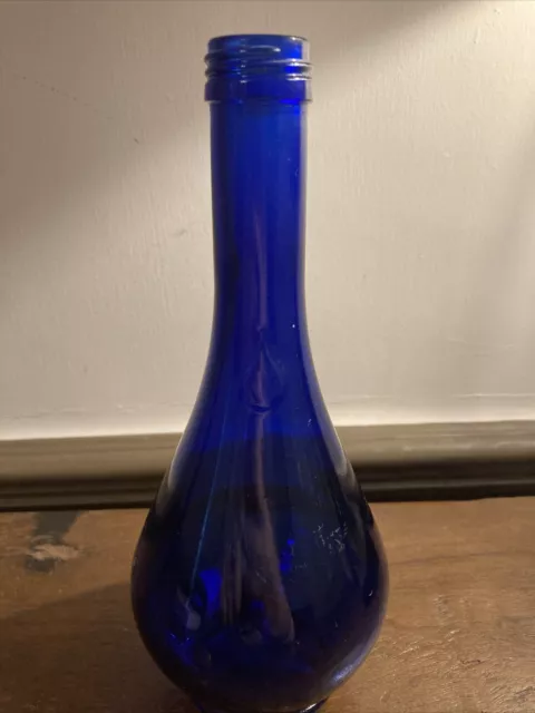 Cobalt Blue Tear Drop Shaped Glass Bottle 8.25 Inch - Acqua Della Madonna?