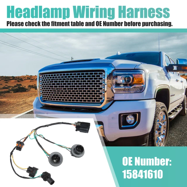 Headlamp Wire Harness 15841610 for GMC Sierra for Chevrolet Silverado 2007-2014