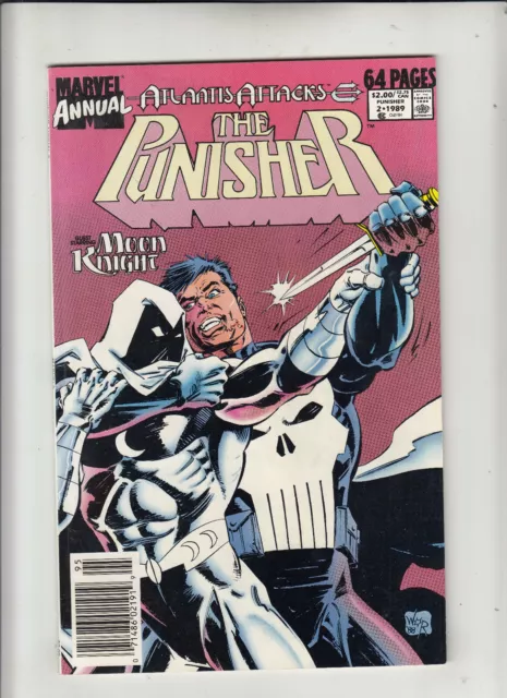 Punisher Annual #2 (Marvel 1989) Moon Knight! Atlantis Attacks Newsstand VF-