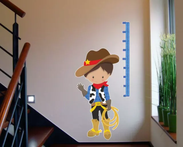 Messlatte Cowboy Wandtattoo Aufkleber Kinderzimmer Metermaß Maßband 60 x 100cm
