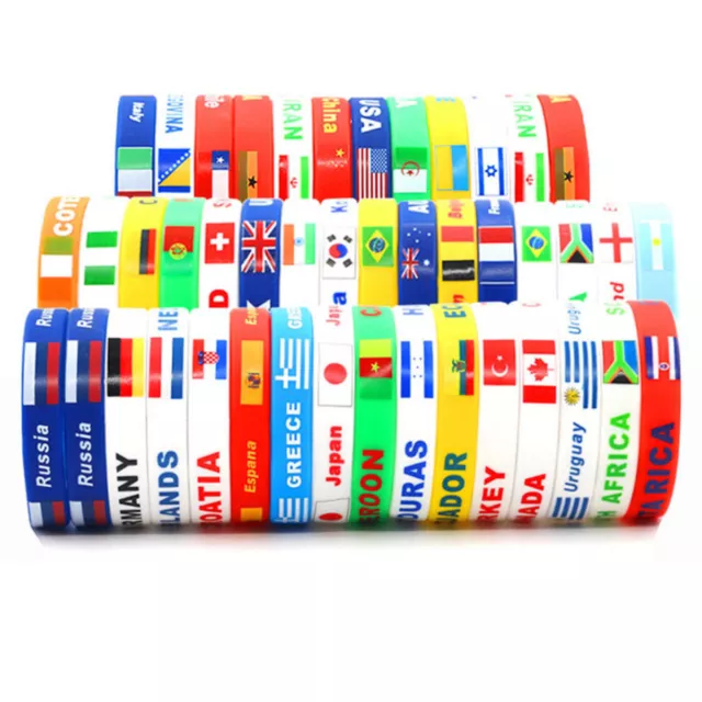 Unisex 2018 World Cup Country Flag Silicone Rubber Bracelet Sport Fans Wristband