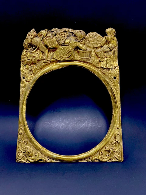 Antique French Morbier Comtoise Clock Brass Clock Surround Gathering  Grapes