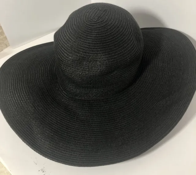 Apt 9 Straw Hat Black Wide Brim Large Floppy Folding Summer Beach Evening