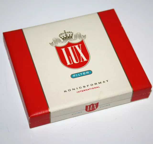 #10 alte 24er Zigarettenschachtel LUX Filter ~1956 aufklappbare Box Deutschland