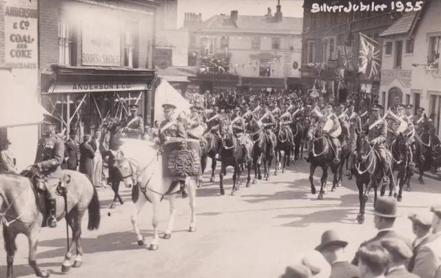 Orig 1935 Pre-WWII WW2 RPPC Photo BRITISH 15th/19th HUSSARS MOUNTED BAND 070