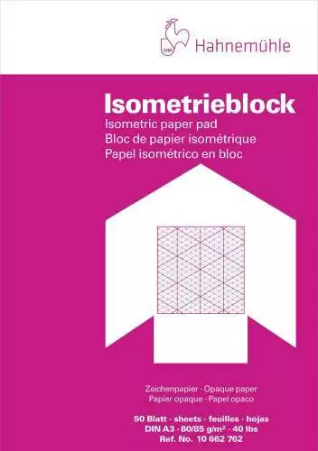 HAHNEMUEHLE Isometrieblock DIN A3 50 Blatt rautiert 80g/m² Zeichenblock Maßstab