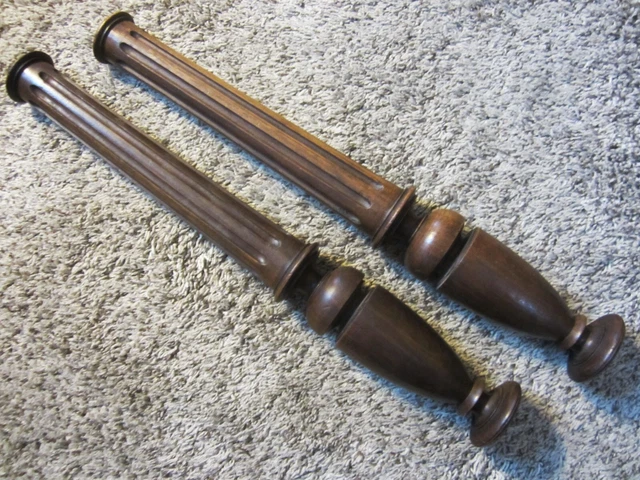 Pr Tiger Oak? Fluted Tapered Cabinet Columns Victorian Fireplace Furniture Posts