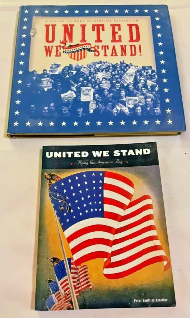 2 Patriotic Americana Books, United We Stand Flying The Flag, Wartime Patriotism