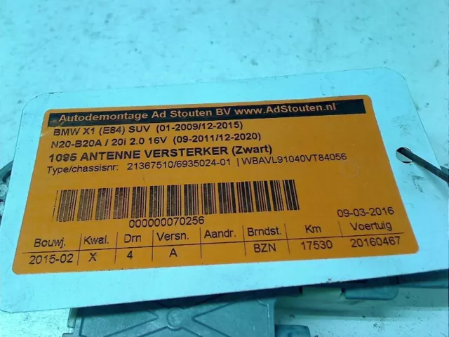 Antenne Verstärker Antenne Amplifier Bmw X1 (E84) 2015 21367510 / 693502401