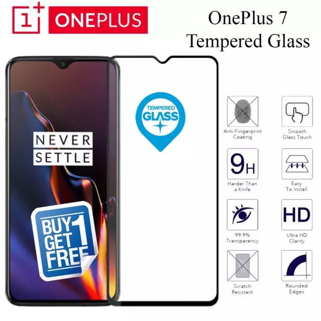 2 x For OnePlus 7 Genuine Tempered Glass Screen Protector Full 3D Curved Black