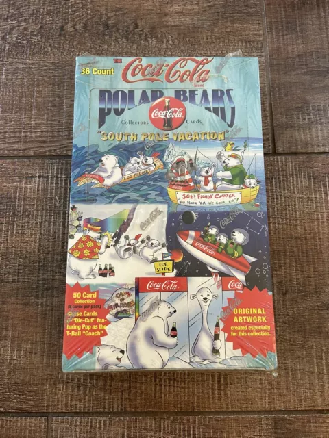 1996 COCA COLA COKE Polar Bears South Pole Vacation Card Box SEALED 36 pack