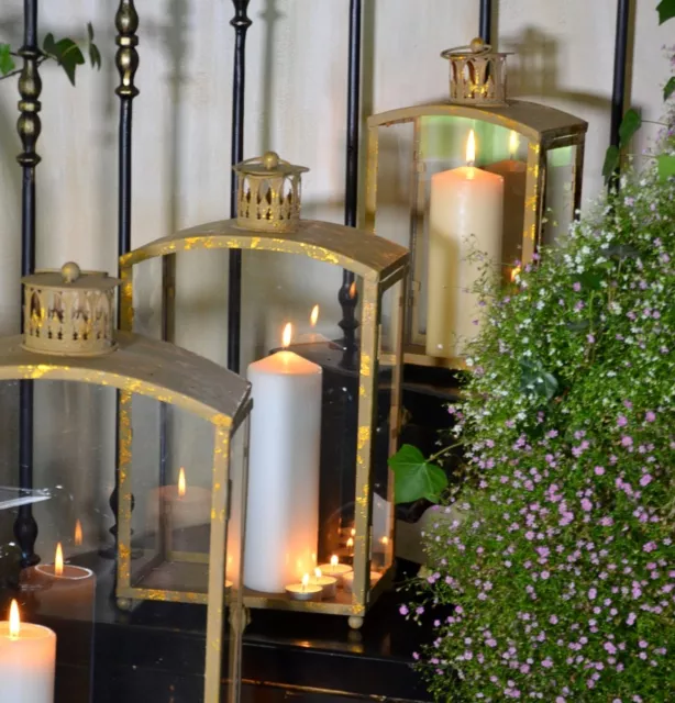 Laterne Kerzenständer Gartenlaterne Windlicht Leuchten Hochzeit Gold Antik