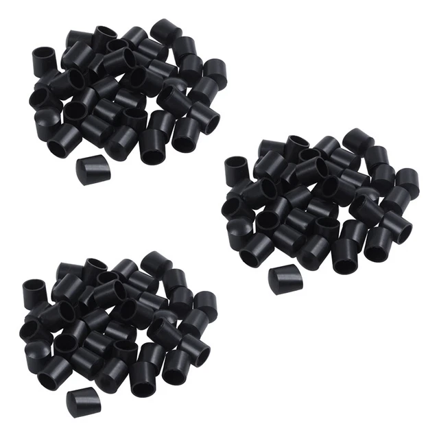 Tappi in Gomma 120 Pezzi Nero Gomma Estremità Tubo 10mm Rotondi K2K9