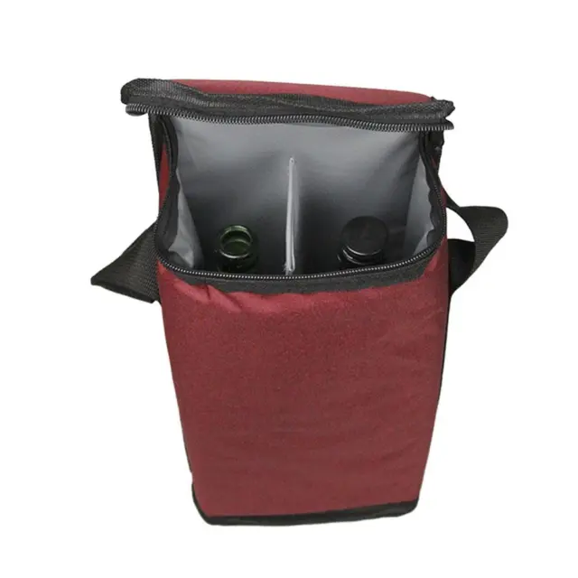 Portable Red Wine Tote Bag 2-Bottle Carrier Insulated Holder Cooler Ice Pack 2pc