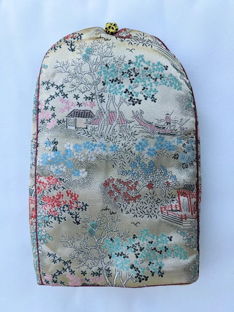 Acogedor té chino oriental chino oriental de seda acolchada de colección - excelente estado