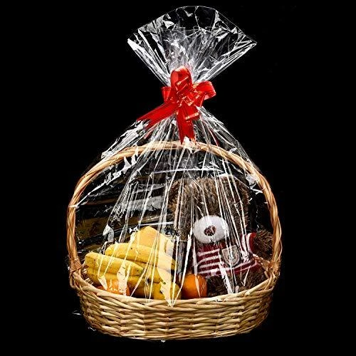 Clear Large Basket Bags Christmas Cellophane Wrap Plastic Bag Baskets Party
