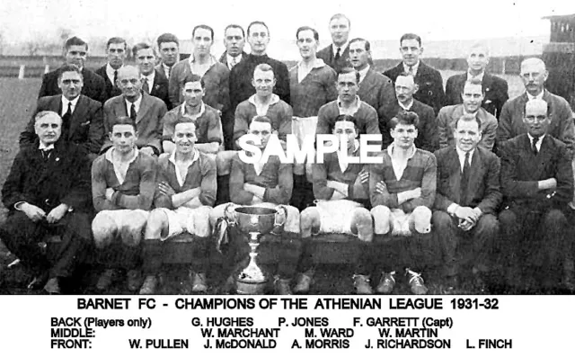 Barnet FC 1931-32 Champions Team  Photo
