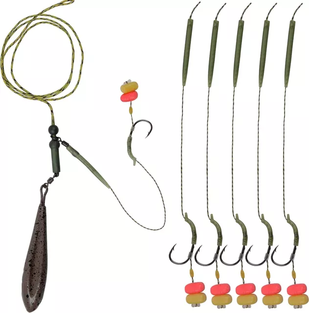 Carp Fishing Hair Rigs Kit Boilies Fishing Rigs with Sinker Corn Bait Curve Hook