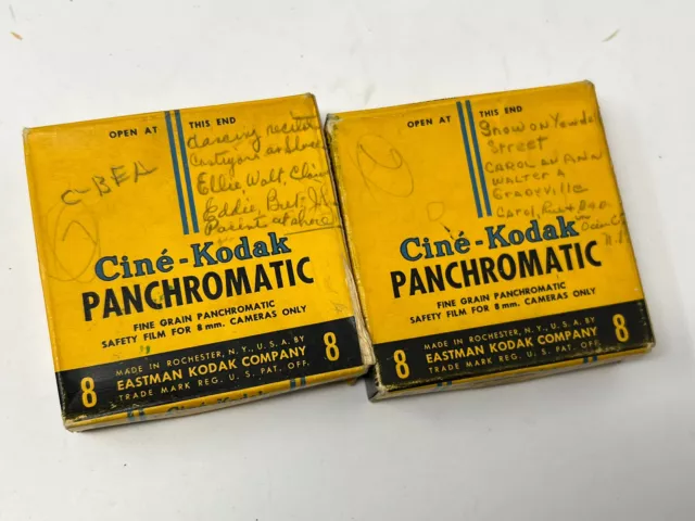 2  Cine-Kodak panchromatic fine grain film 8MM Film recordings AS IS