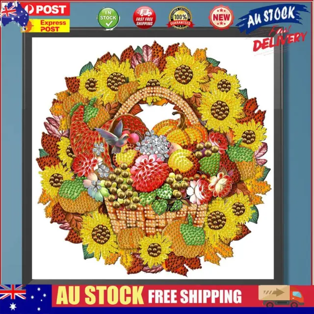 5D DIY Partial Special Shaped Drill Diamond Painting Sunflower Wreath Kit30x30cm