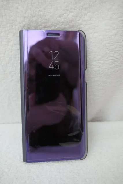 Clear View Standing Cover Flip Mirror for Galaxy S6 Edge Plus, Purple NEW