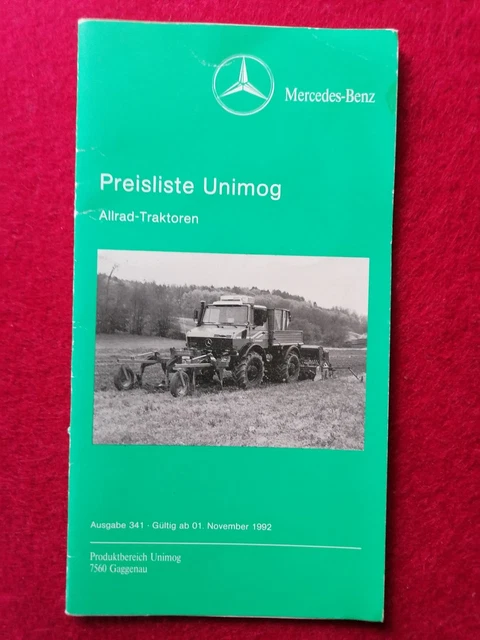 PREISLISTE UNIMOG DAIMLERBENZ Typen U 90 U 2100 no Bulldog Lanz