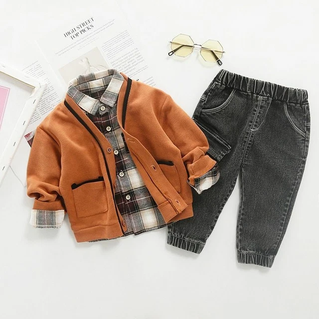 Toddler Boys Winter Clothing Set Baby Clothes Long Sleeve 3pcs Outfit Sport Suit