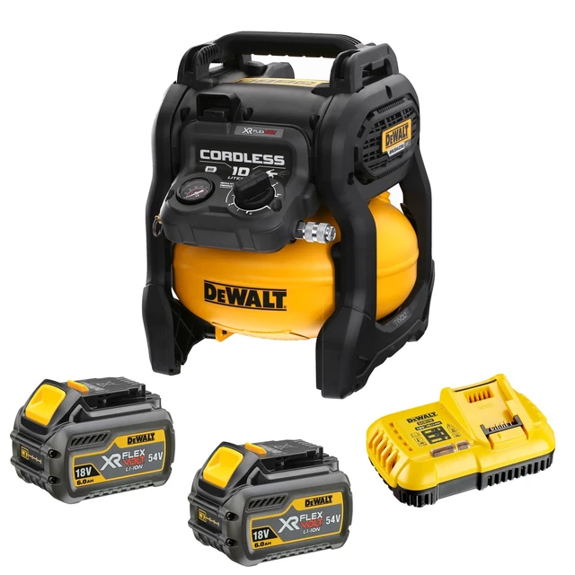 DeWALT 54V XR FLEXVOLT COMPRESSOR WITH 2x 6.0Ah BATTERIES - DCC1054T2