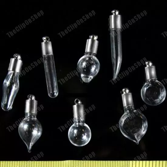 MINI empty TEARDROP/GLOBE/TUBE vials GLASS BOTTLES vial CHARM PENDANT tears
