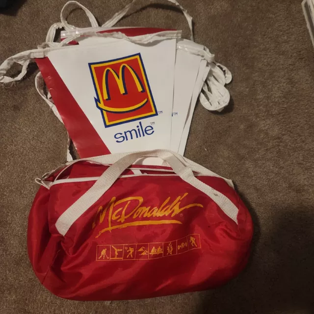 Vintage 1970s/80s Mcdonalds X Coca Cola Sports Event Duffle Bag And Banners