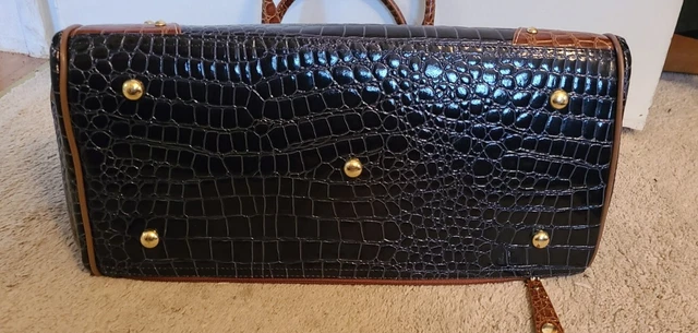 SAMANTHA BROWN Croco-Embossed Carry On Navy Blue Overnight Bag / Satchel 4