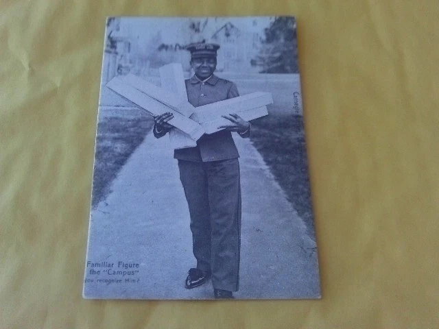 Rare 1908 Black Americana Postcard Flower Delivery Man Campus Greenville Ohio