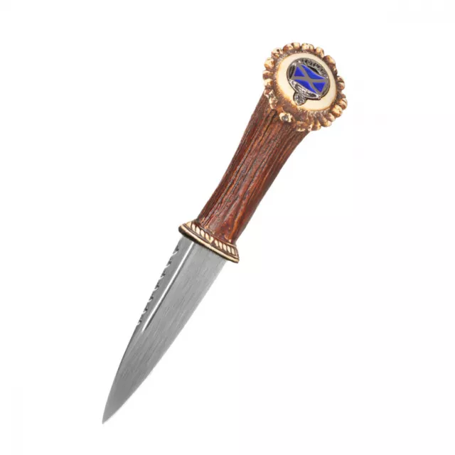 Saltire Highland Stag Sgian Dubh - Schottische Flagge - Edelstahl mit Lederschei