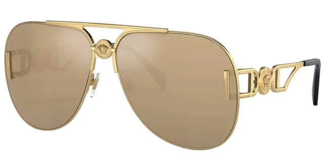 Versace Medusa Biggie Gold-Tone Pilot Sunglasses - VE2255 100203 63 - Italy