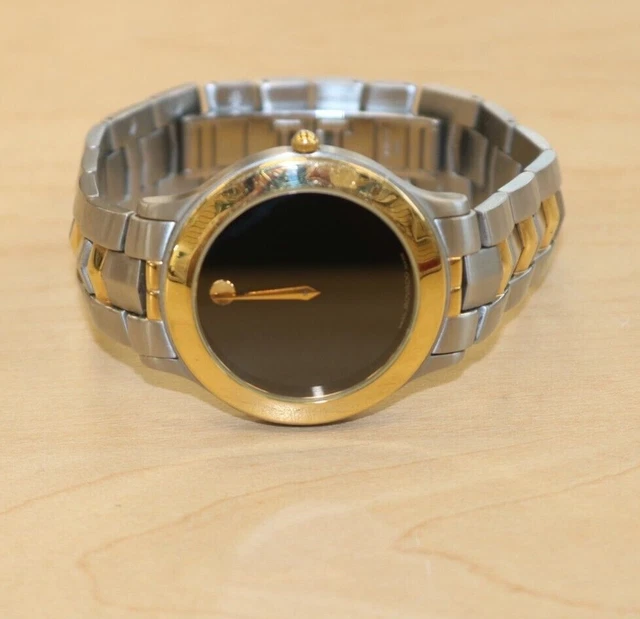 Movado 81-C2-1893 Museum 2Tone Black Dial Men's Watch *Pre-Owned* Free Shipping