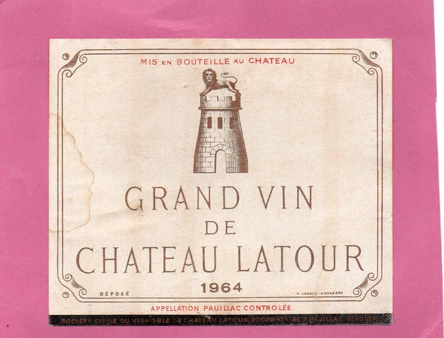 Étiquette De Bouteille Richebourg 1964, Domaine De La Romanée-Conti, N°06107, Originale