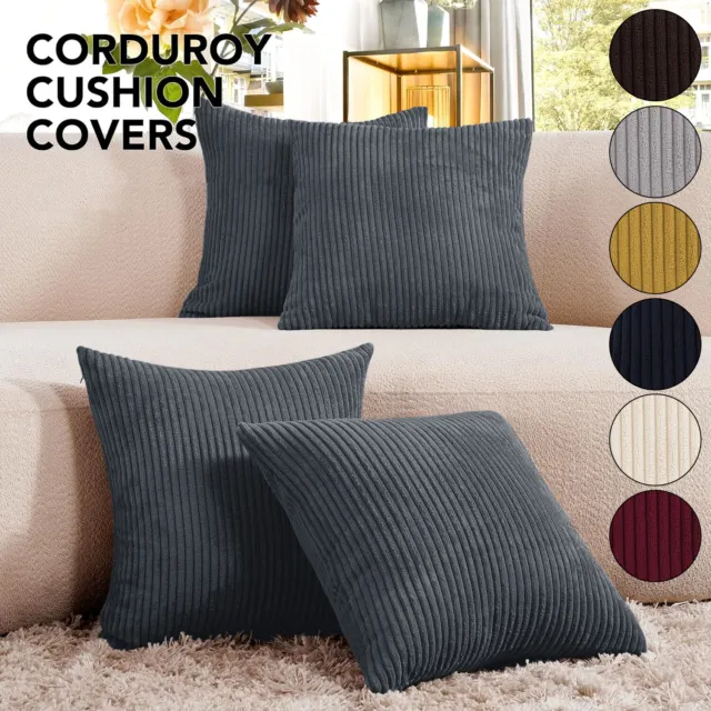 Stripe Velvet Cushion Covers 18x18" Square Sofa Throw Pillow Cases Pack of 1,2,4