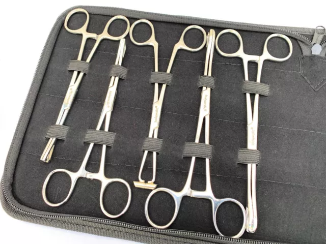 10pc Pro Body Piercing Tool Kit Zip Case Tongue Belly Septum Nose Lip Ear Clamps 2