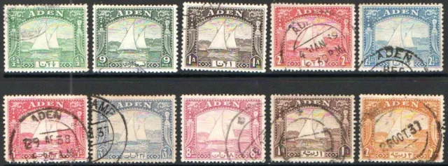 ADEN DHOWS 1937 SG 1/10 Short Set 1/2anna to 2 rupee F/U (Ref 0798)