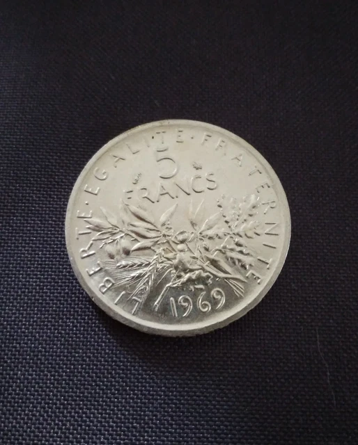 5 Francs Semeuse, 1969, TTB, argent  beau brillant