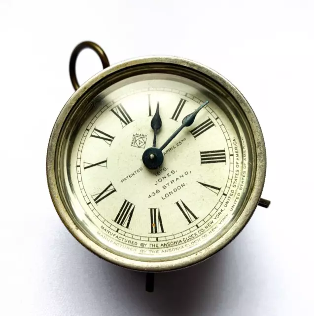 Antique 1878 ANSONIA Nickel Peg Leg Ring Top Mantel Clock - Ansonia 1878 Clock